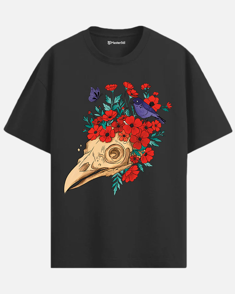 Skull Bloom – Wear the Silence with Flowers T-Shirt
