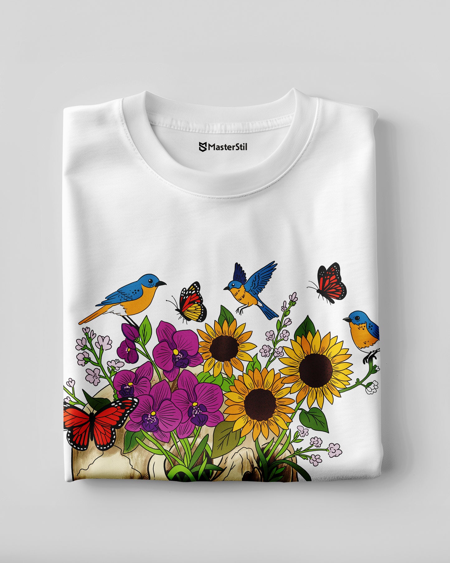 Blooming Skull – T-Shirt Revived with Colors