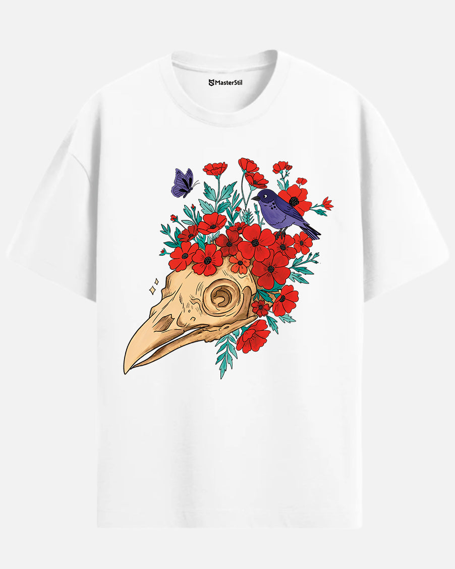 Skull Bloom – Wear the Silence with Flowers T-Shirt