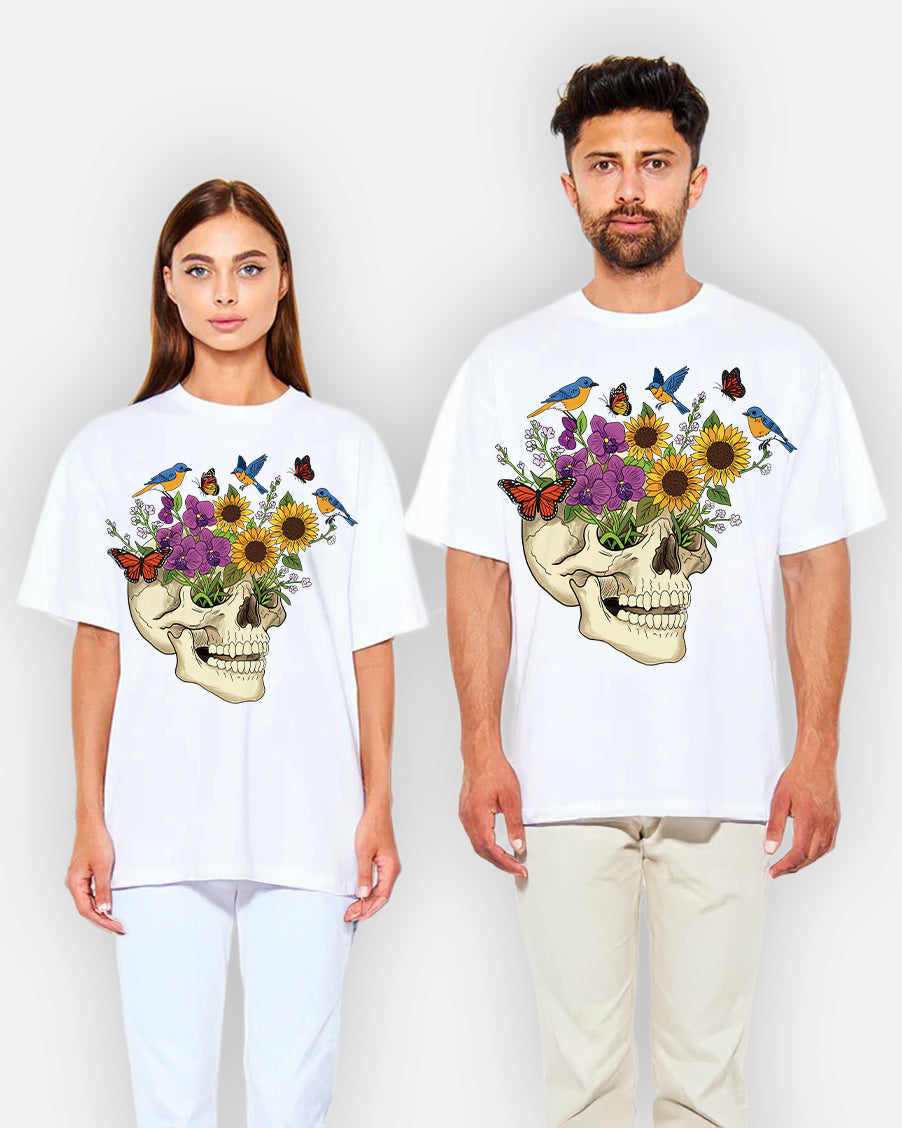 Blooming Skull – T-Shirt Revived with Colors