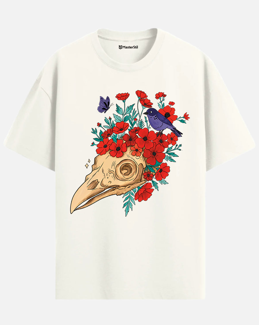 Skull Bloom – Wear the Silence with Flowers T-Shirt