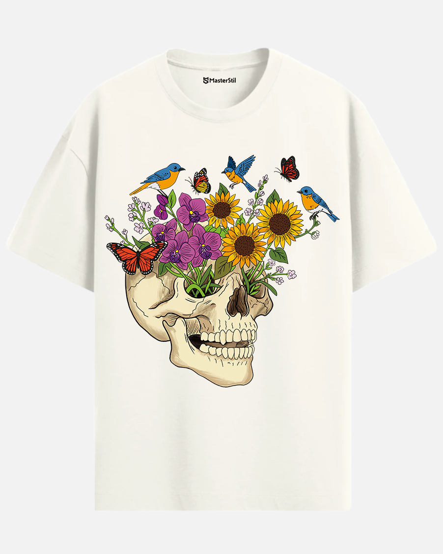 Blooming Skull – T-Shirt Revived with Colors