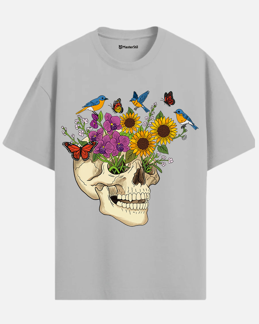Blooming Skull – T-Shirt Revived with Colors