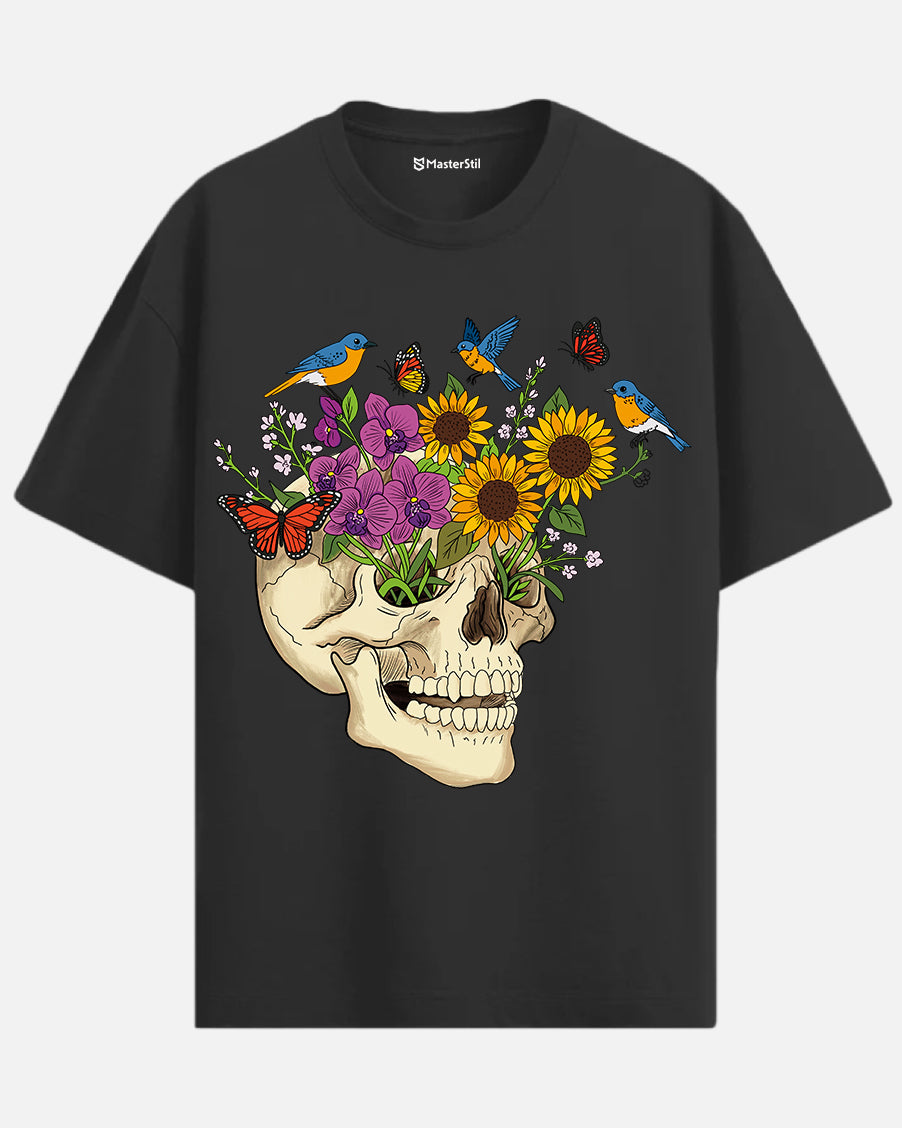 Blooming Skull – T-Shirt Revived with Colors