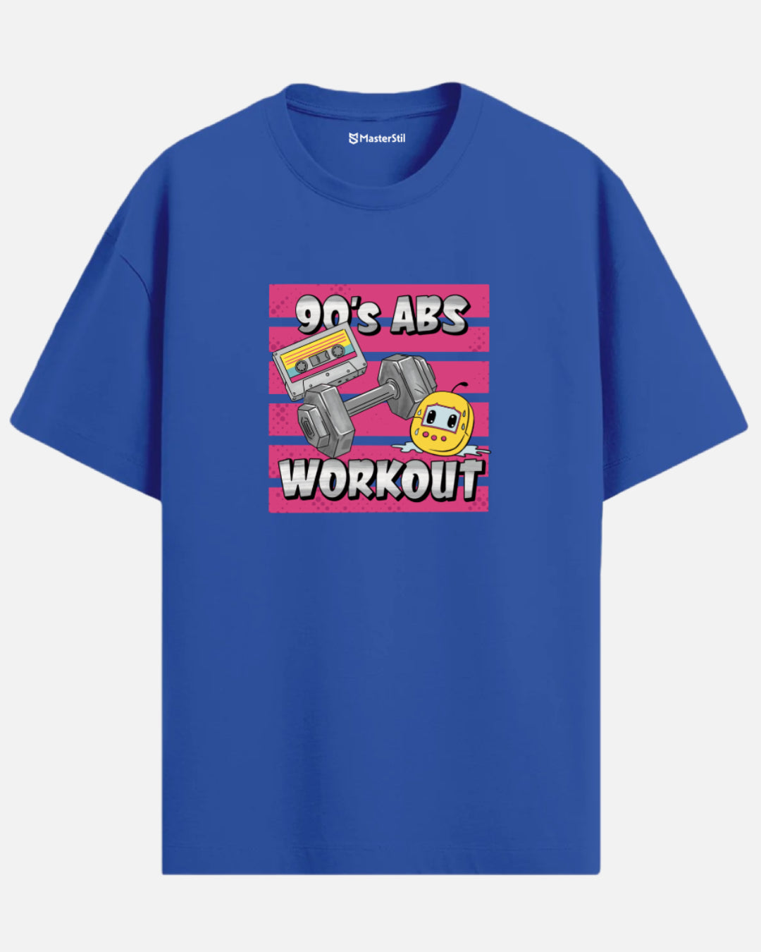 90’s Abs Workout – Mizahi 90’lar PopArt Tişört | Oversize | Retro Fitness Esintili Tasarım
