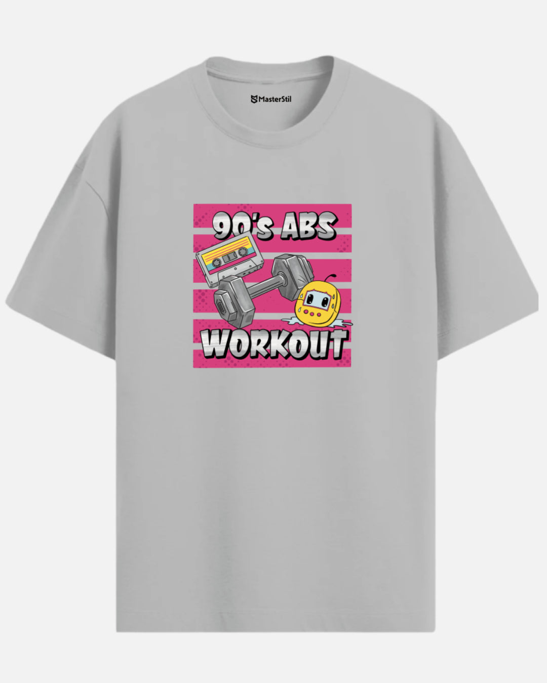 90’s Abs Workout – Mizahi 90’lar PopArt Tişört | Oversize | Retro Fitness Esintili Tasarım