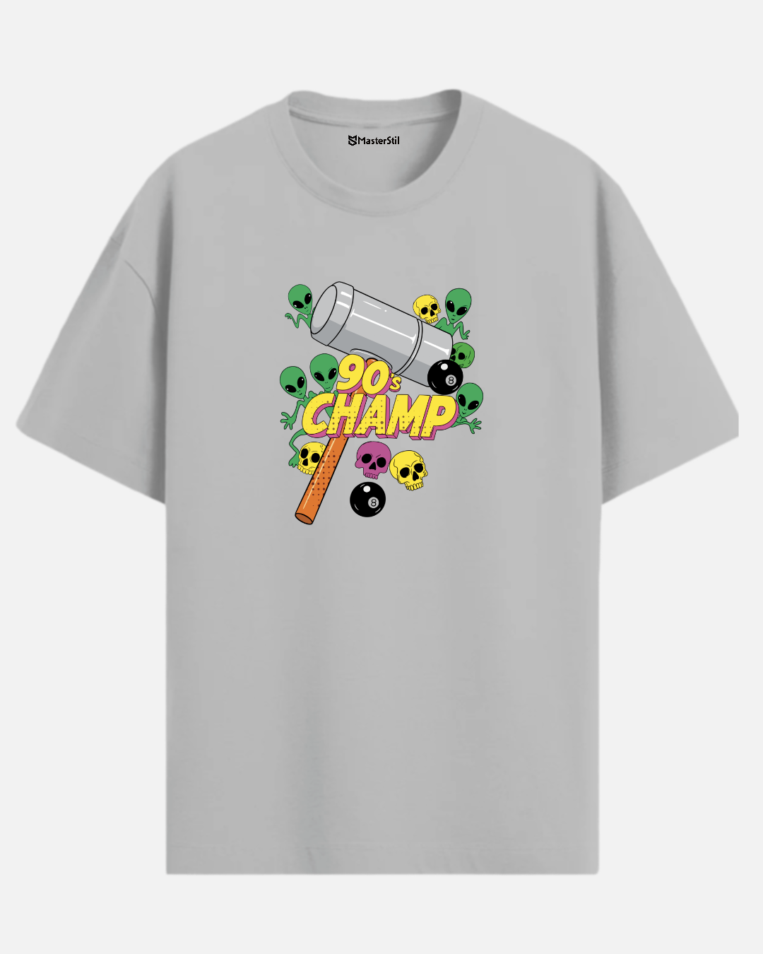 90’s Champ – Retro Oyun Temalı Uzaylı Tokatlayan PopArt Tişört | Oversize Eğlenceli Unisex Tasarım