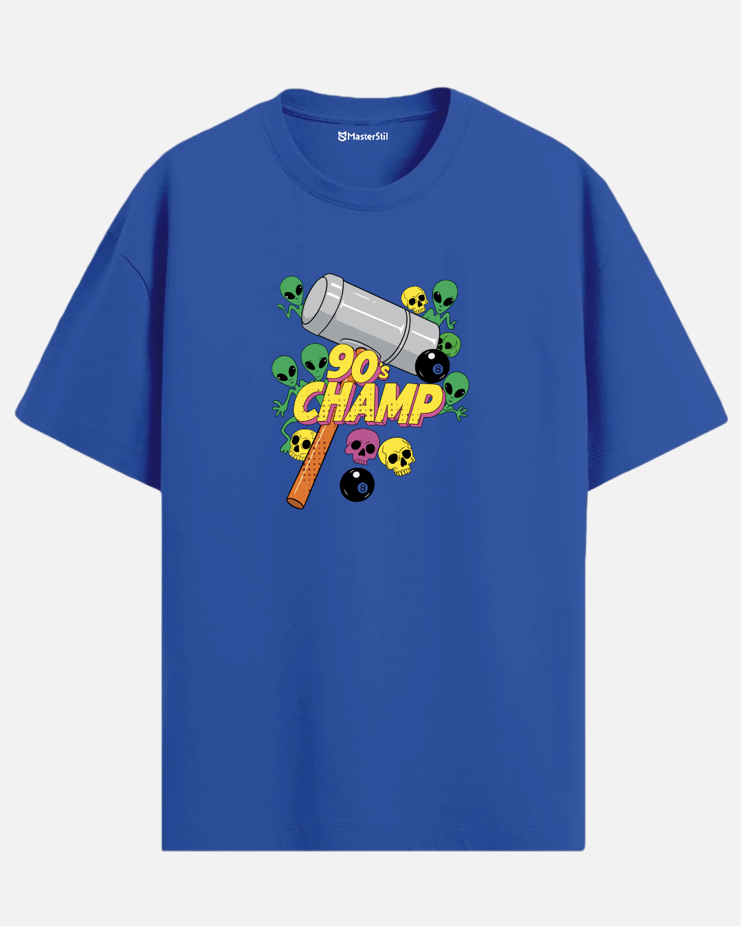 90’s Champ – Retro Oyun Temalı Uzaylı Tokatlayan PopArt Tişört | Oversize Eğlenceli Unisex Tasarım
