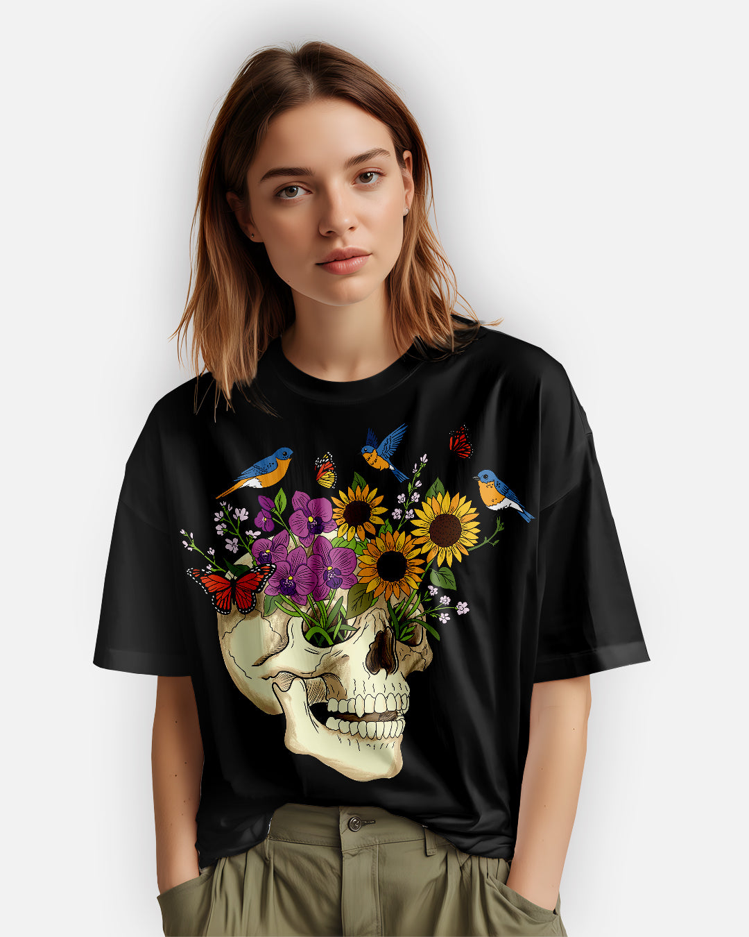 Blooming Skull – T-Shirt Revived with Colors