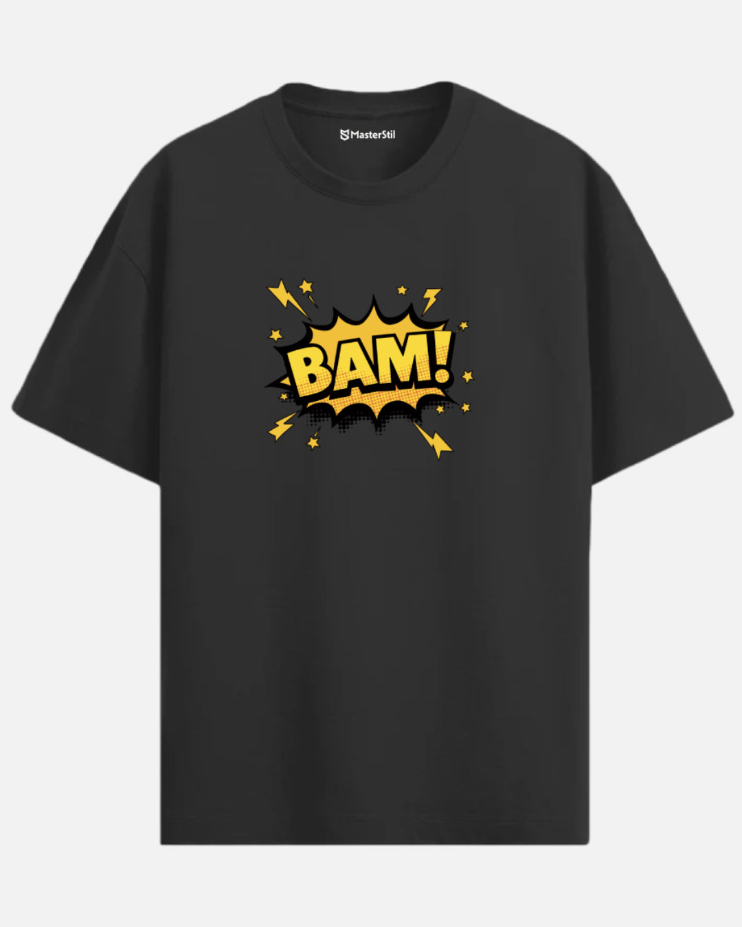 BAM! – Sarı Çizgi Roman Efekti PopArt Tişört | Oversize Eğlenceli ve Enerjik Tasarım