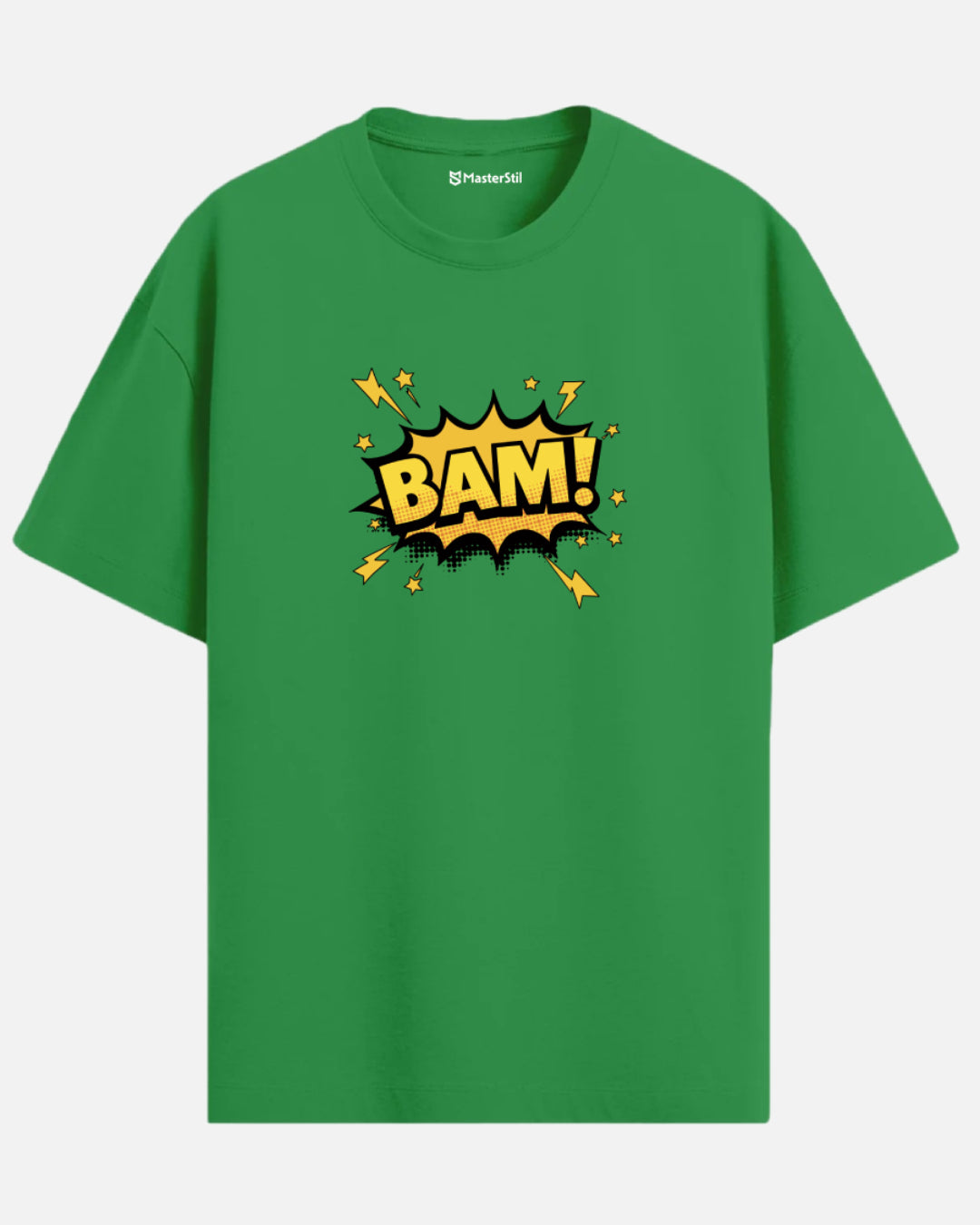 BAM! – Sarı Çizgi Roman Efekti PopArt Tişört | Oversize Eğlenceli ve Enerjik Tasarım