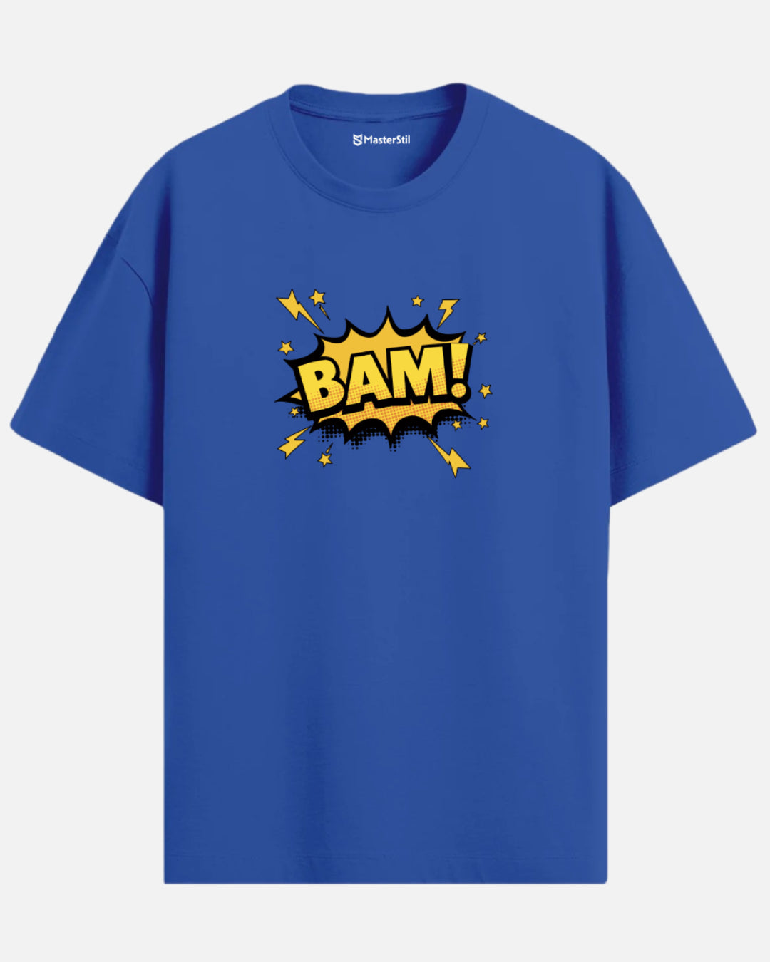 BAM! – Sarı Çizgi Roman Efekti PopArt Tişört | Oversize Eğlenceli ve Enerjik Tasarım