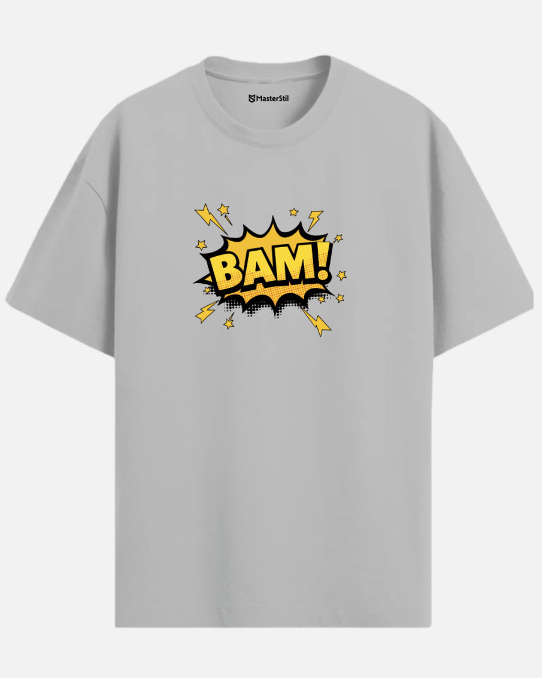 BAM! – Sarı Çizgi Roman Efekti PopArt Tişört | Oversize Eğlenceli ve Enerjik Tasarım