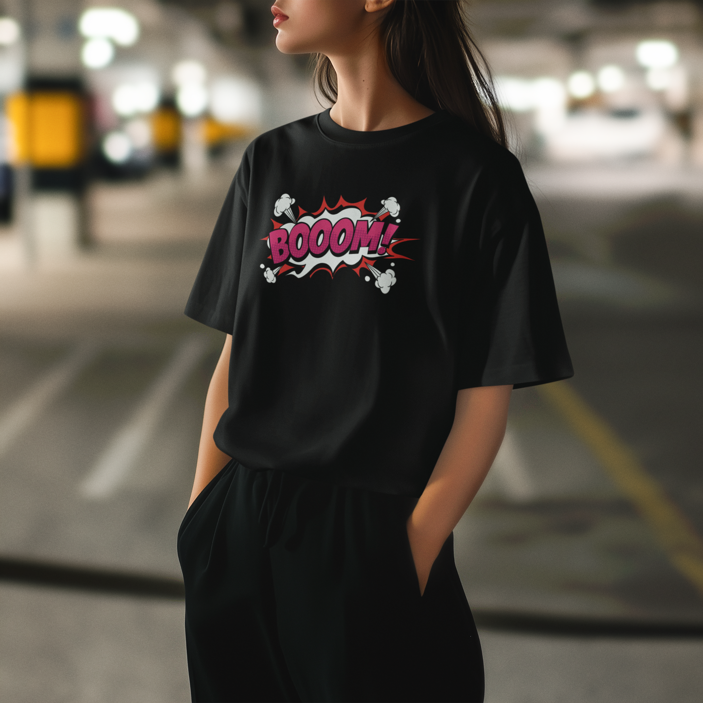 BOOOM! – Çizgi Roman Patlamalı PopArt Tişört | Oversize Eğlenceli Unisex Stil