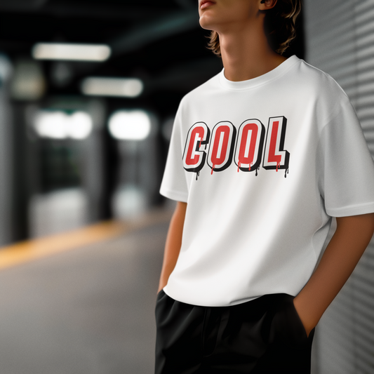 COOL DRIP – Akışkan Yazı Tipi PopArt Tişört | Oversize Cesur & Minimal Stil