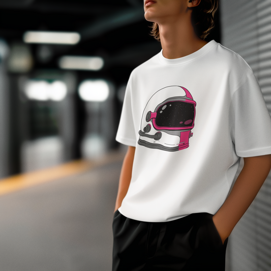 Galactic Pop – Uzay Kaskı PopArt Tişört | Oversize | Retro Sci-Fi Stil