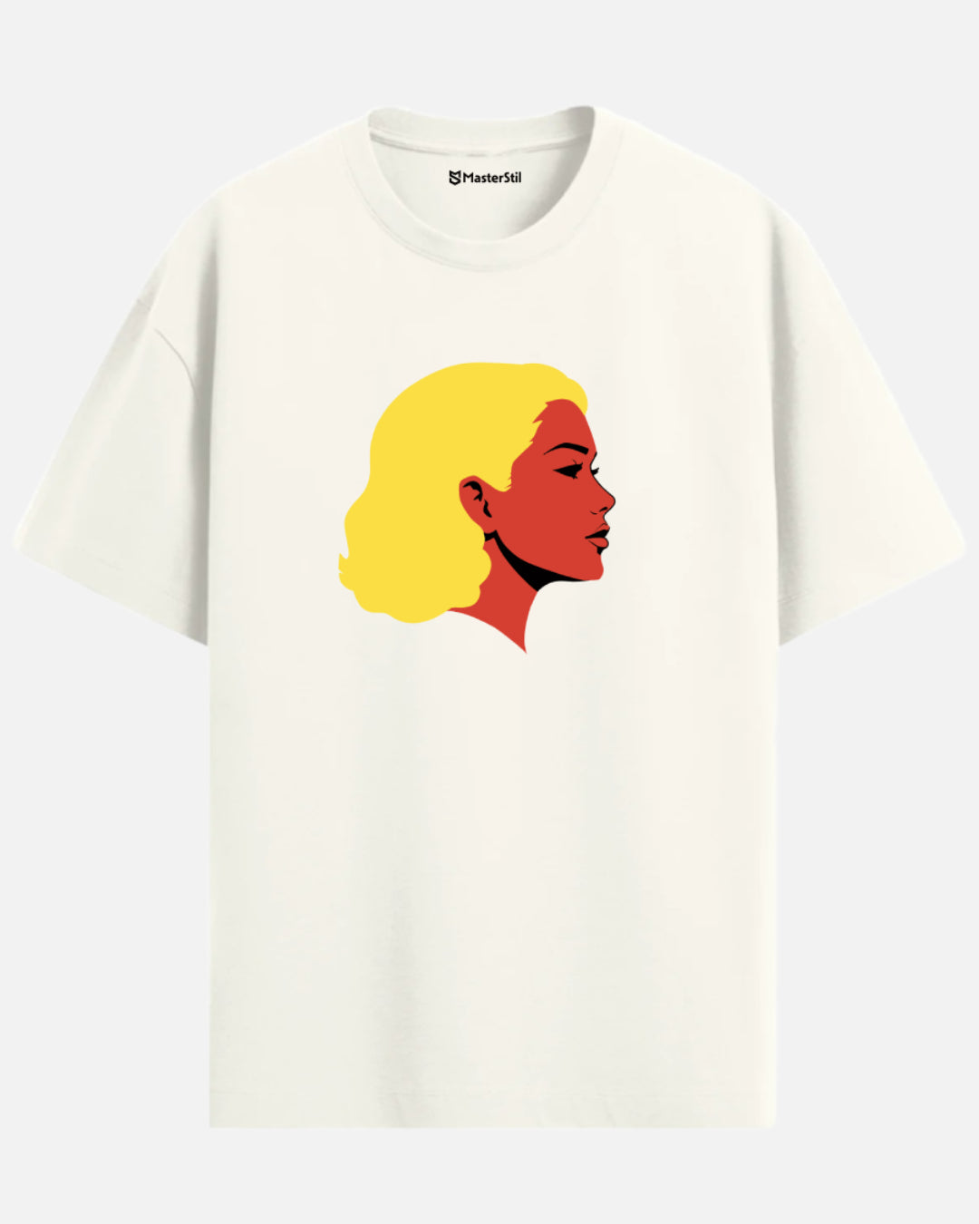 Golden Muse – Sarı Saçlı PopArt Kadın Tişört | Oversize | Retro Glam Stil