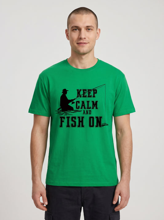 Keep Calm Balıkçı %100 Pamuklu Tasarım T-Shirt
