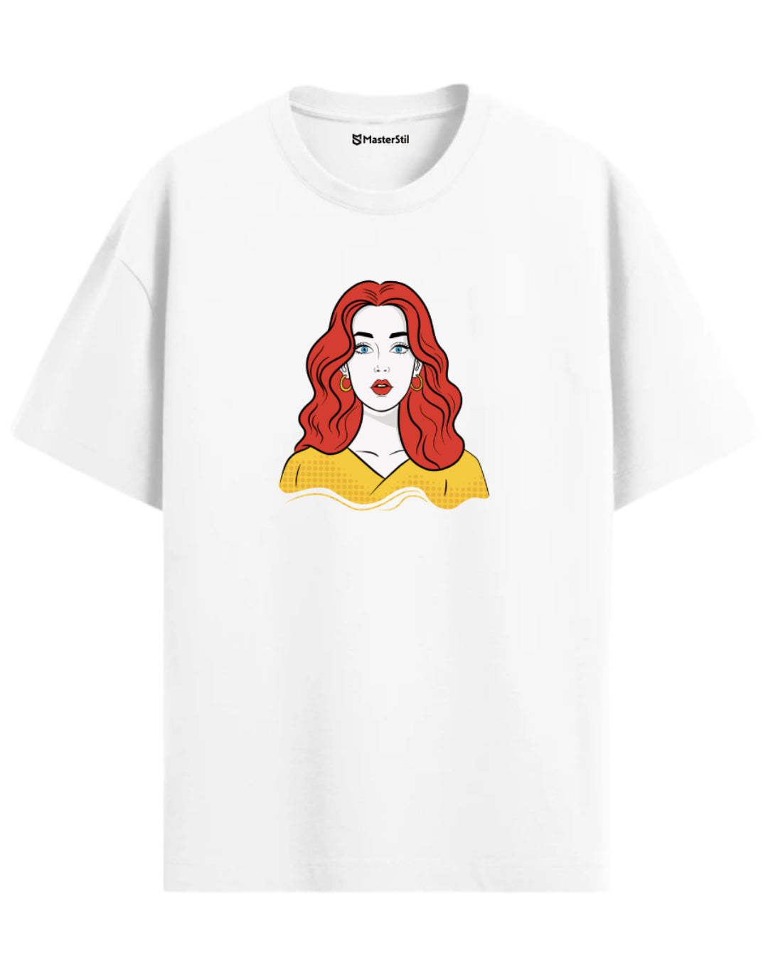 Pop Queen – Benekli Sarı Elbiseli PopArt Tişört | Oversize | Roy Ruhu Sokakta