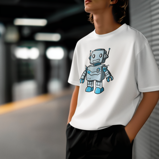 Retro Bot – PopArt Robot Tasarımlı Oversize Unisex Tişört