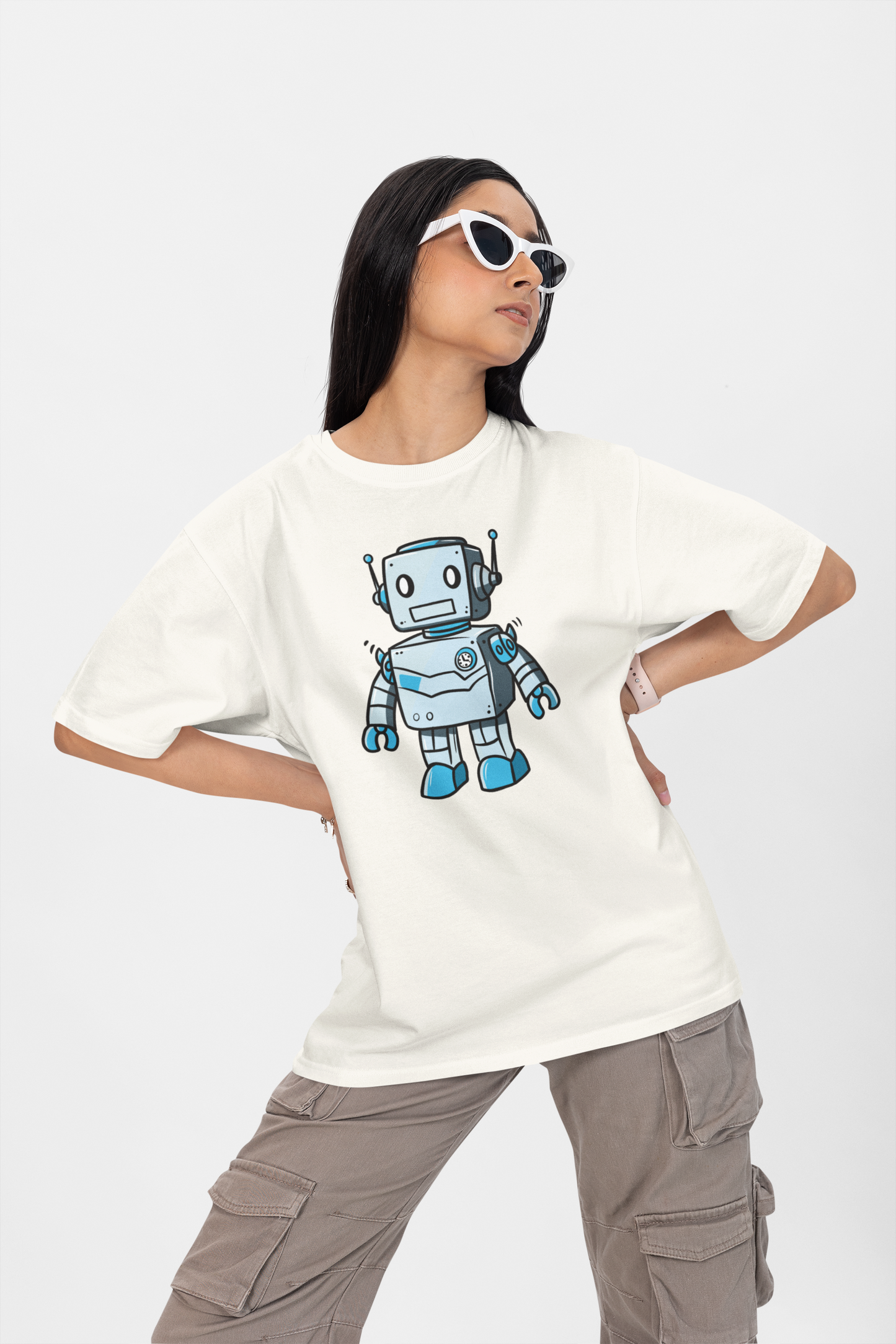 Retro Bot – PopArt Robot Tasarımlı Oversize Unisex Tişört