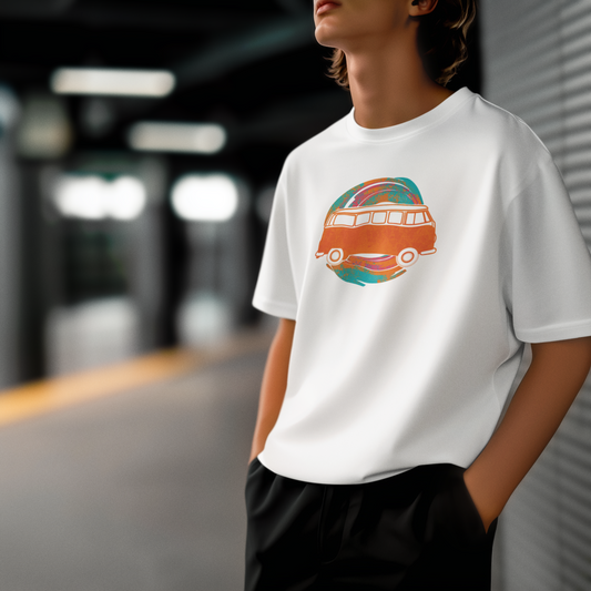 Road Trip Vibes – Retro Van Tişört | 90’lar Esintili Unisex Oversize