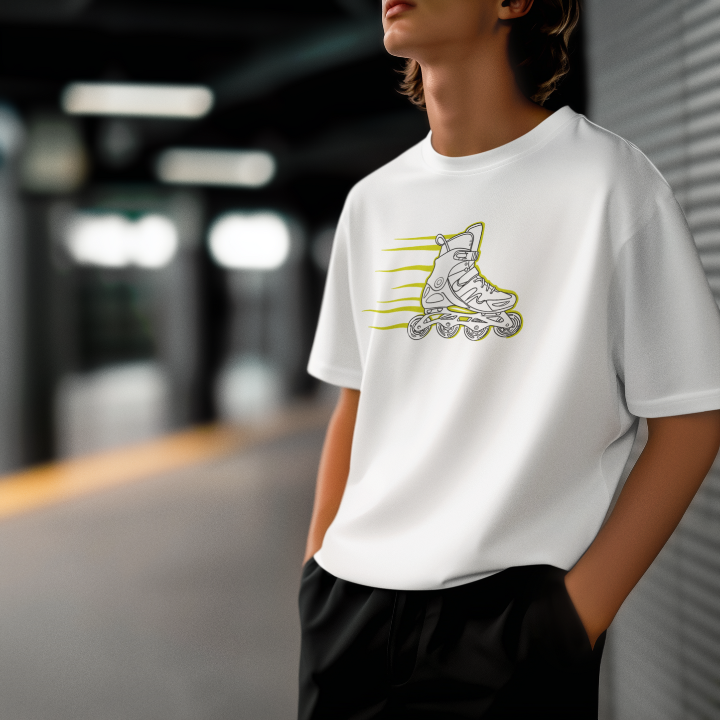 Rollin’ 90s – Retro Paten Enerjili PopArt Tişört | Oversize | Unisex Sokak Stili