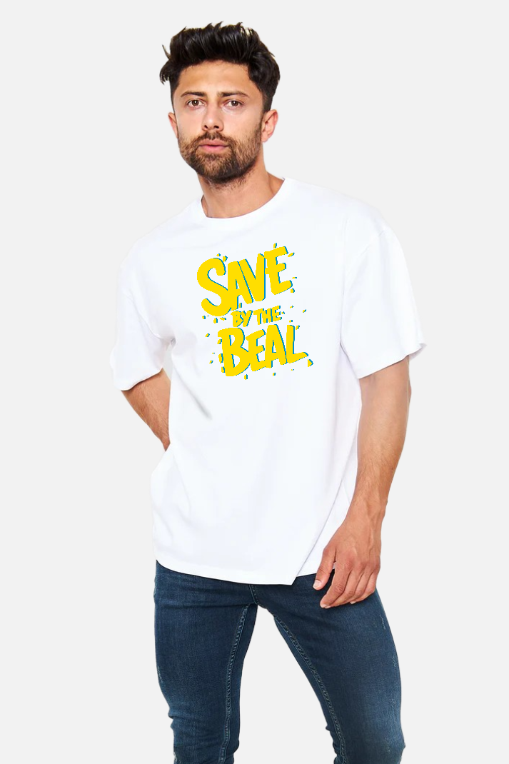 SAVE BY THE BEAL – Retro Neon Yazı Tişört | Unisex | 90s PopArt Oversize Stil