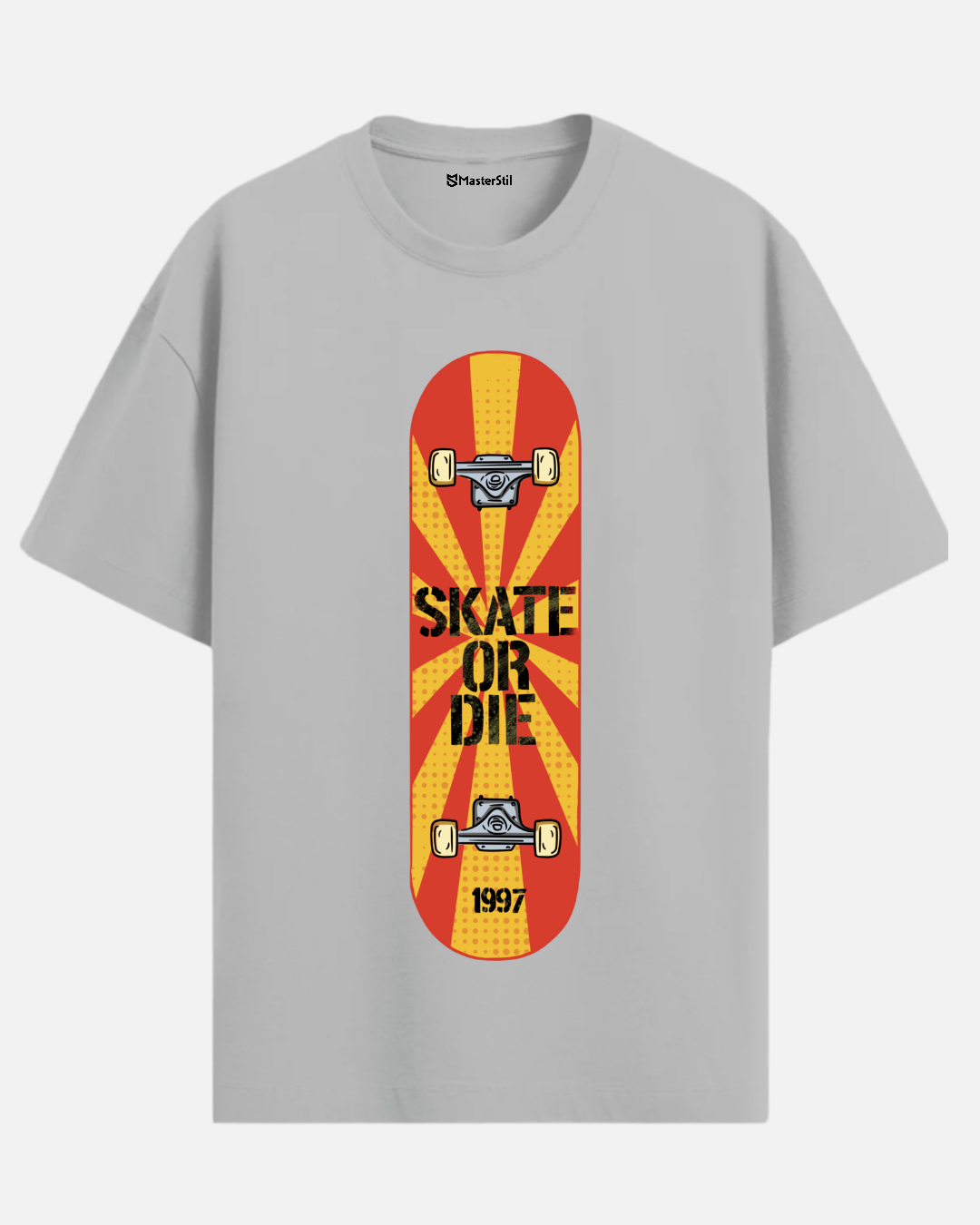 Skate or Die 1997 – Retro Kaykay Ruhu PopArt Tişört | Oversize | %100 Pamuk | Unisex Streetwear Stil