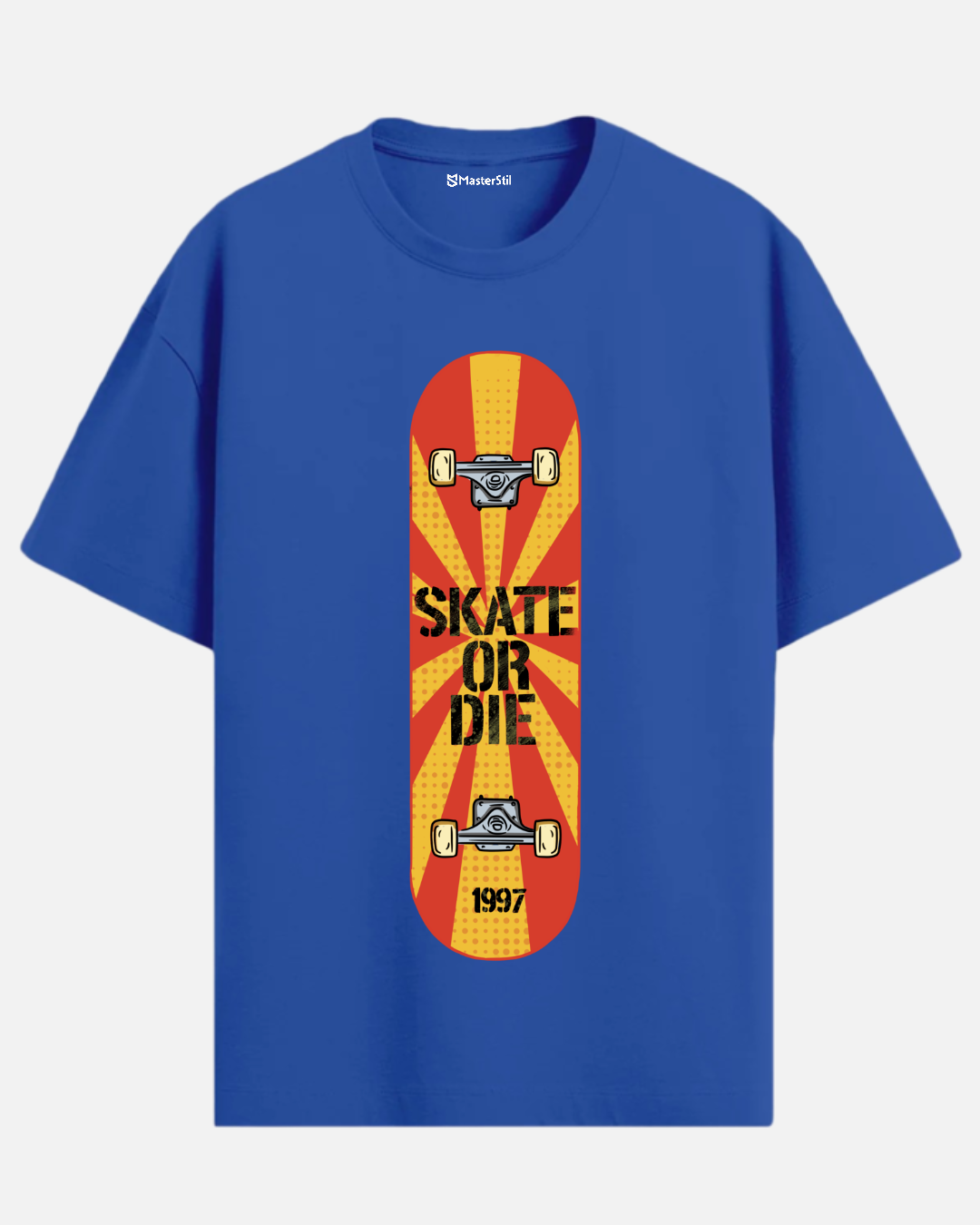 Skate or Die 1997 – Retro Kaykay Ruhu PopArt Tişört | Oversize | %100 Pamuk | Unisex Streetwear Stil