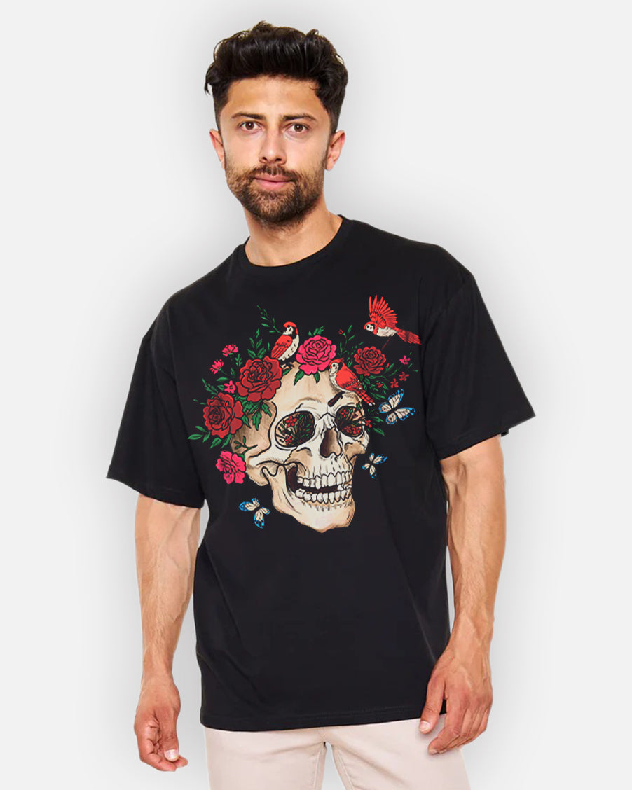 Skull Bloom – Wear the Silence with Flowers T-Shirt