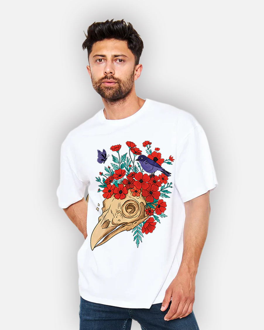 Skull Bloom – Wear the Silence with Flowers T-Shirt