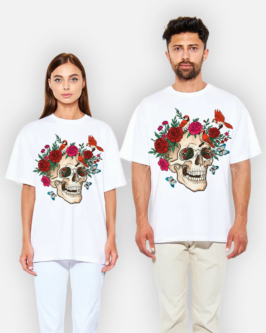 Skull Bloom – Wear the Silence with Flowers T-Shirt