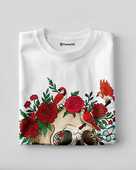 Skull Bloom – Sessizliği Çiçeklerle Giy Tişört