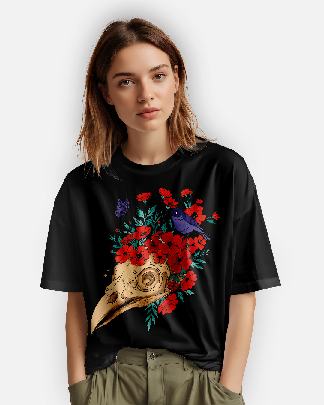 Skull Bloom – Wear the Silence with Flowers T-Shirt