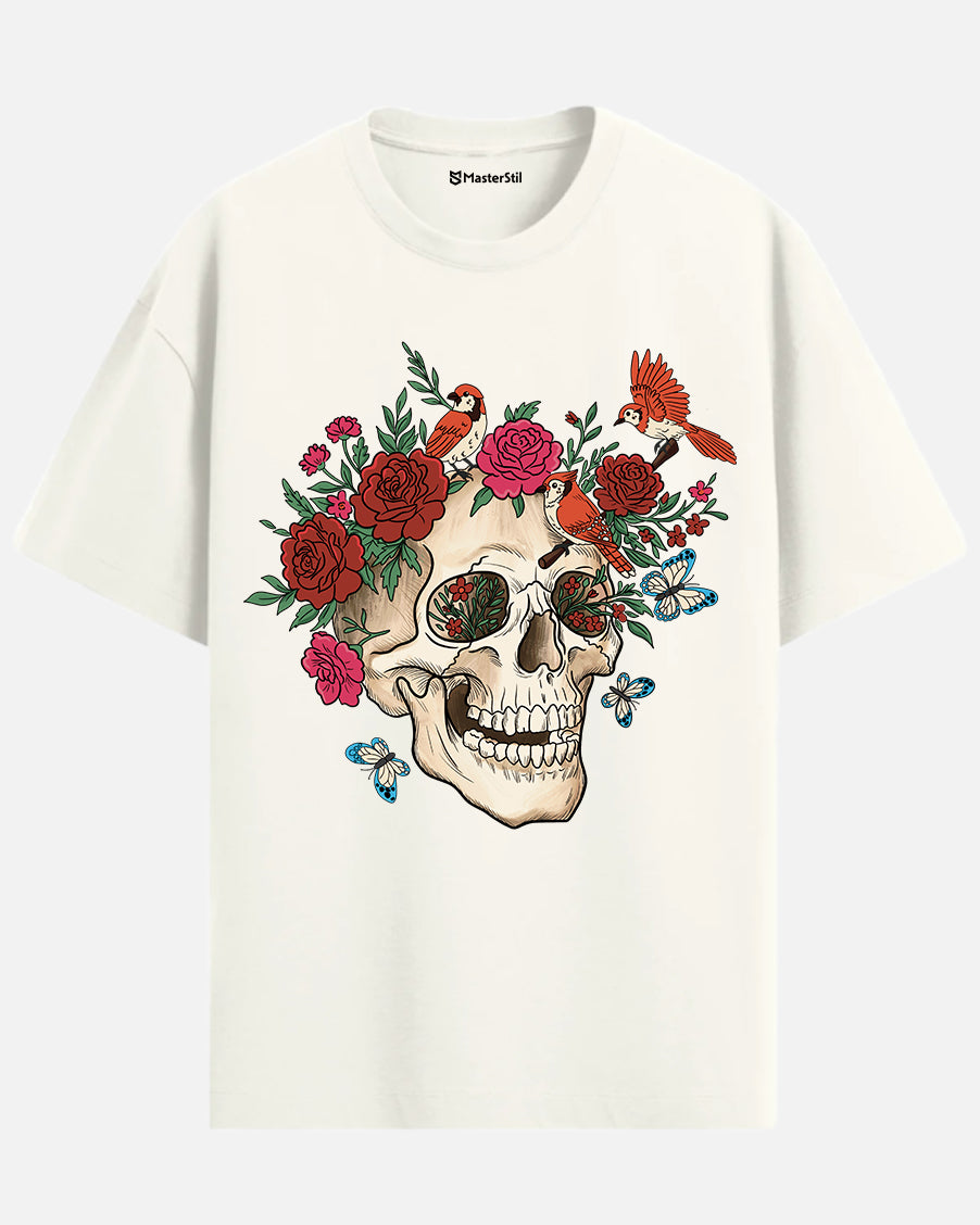 Skull Bloom – Wear the Silence with Flowers T-Shirt