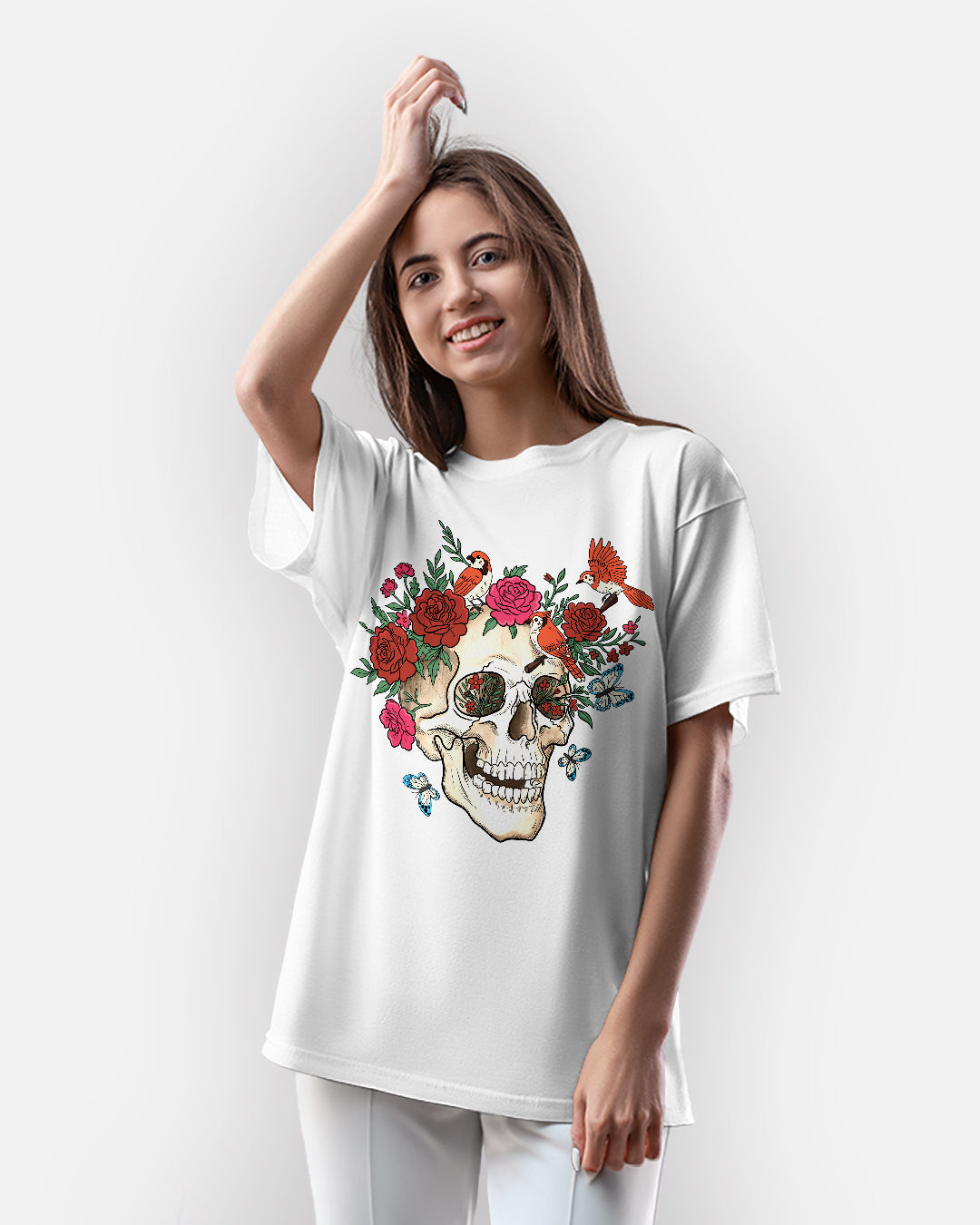 Skull Bloom – Wear the Silence with Flowers T-Shirt