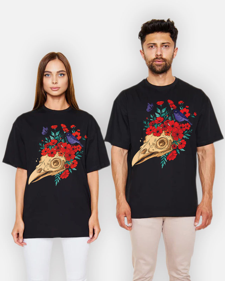 Skull Bloom – Wear the Silence with Flowers T-Shirt