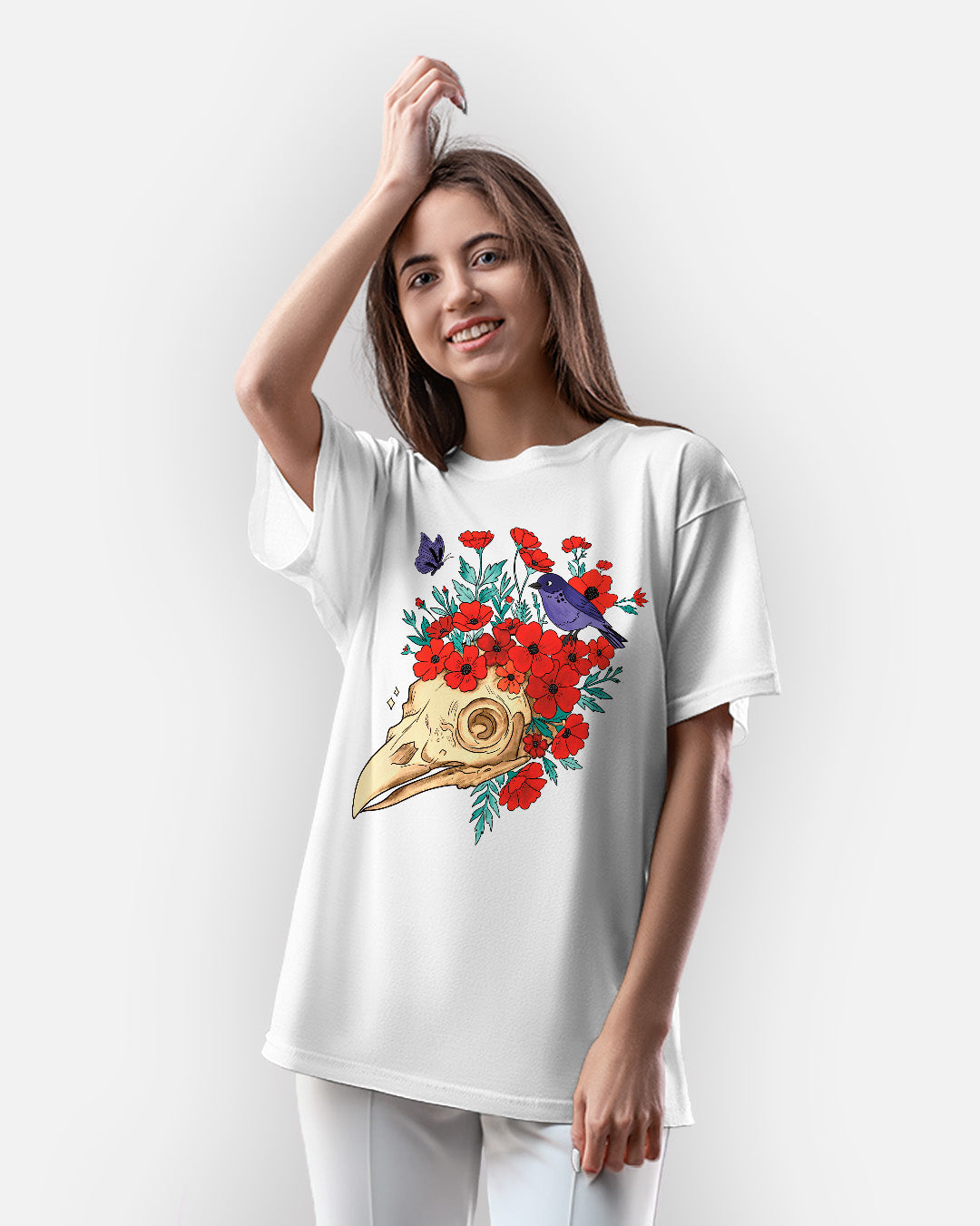Skull Bloom – Wear the Silence with Flowers T-Shirt