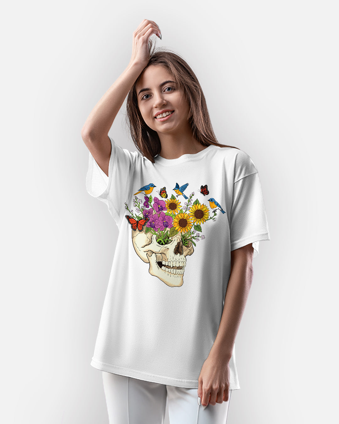 Blooming Skull – T-Shirt Revived with Colors