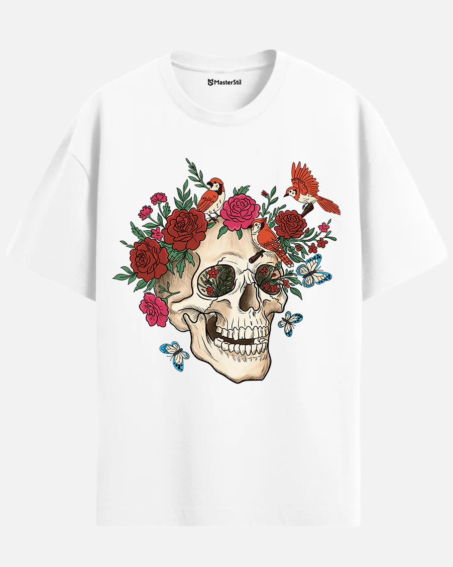 Skull Bloom – Wear the Silence with Flowers T-Shirt