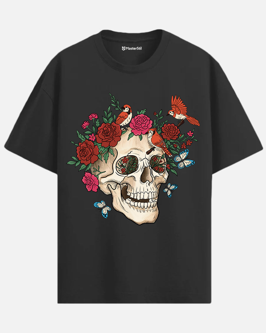 Skull Bloom – Wear the Silence with Flowers T-Shirt