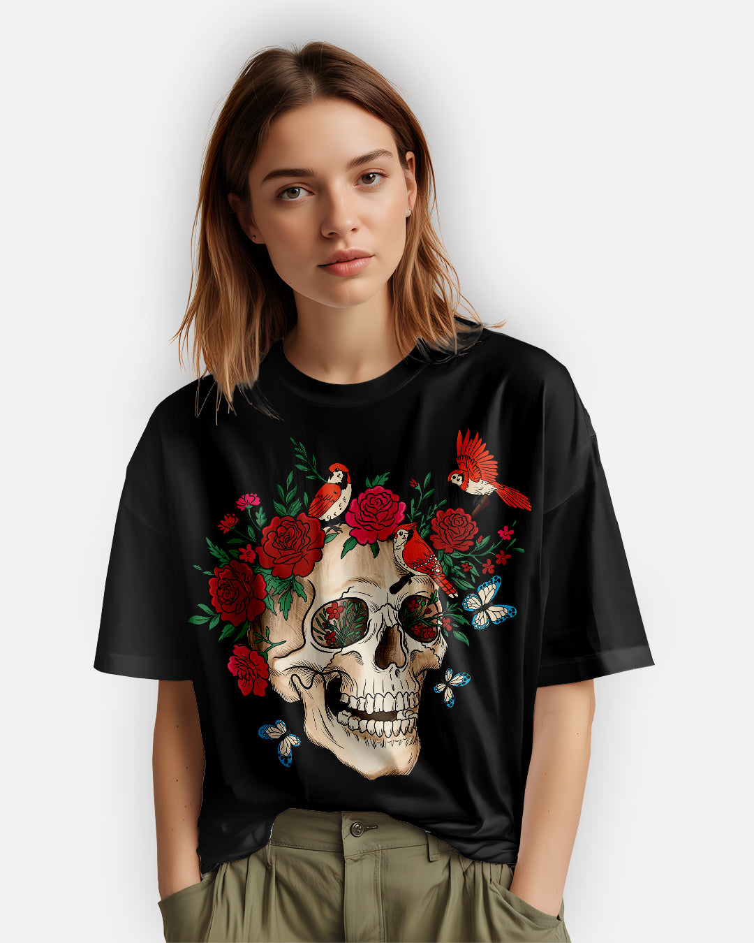 Skull Bloom – Wear the Silence with Flowers T-Shirt