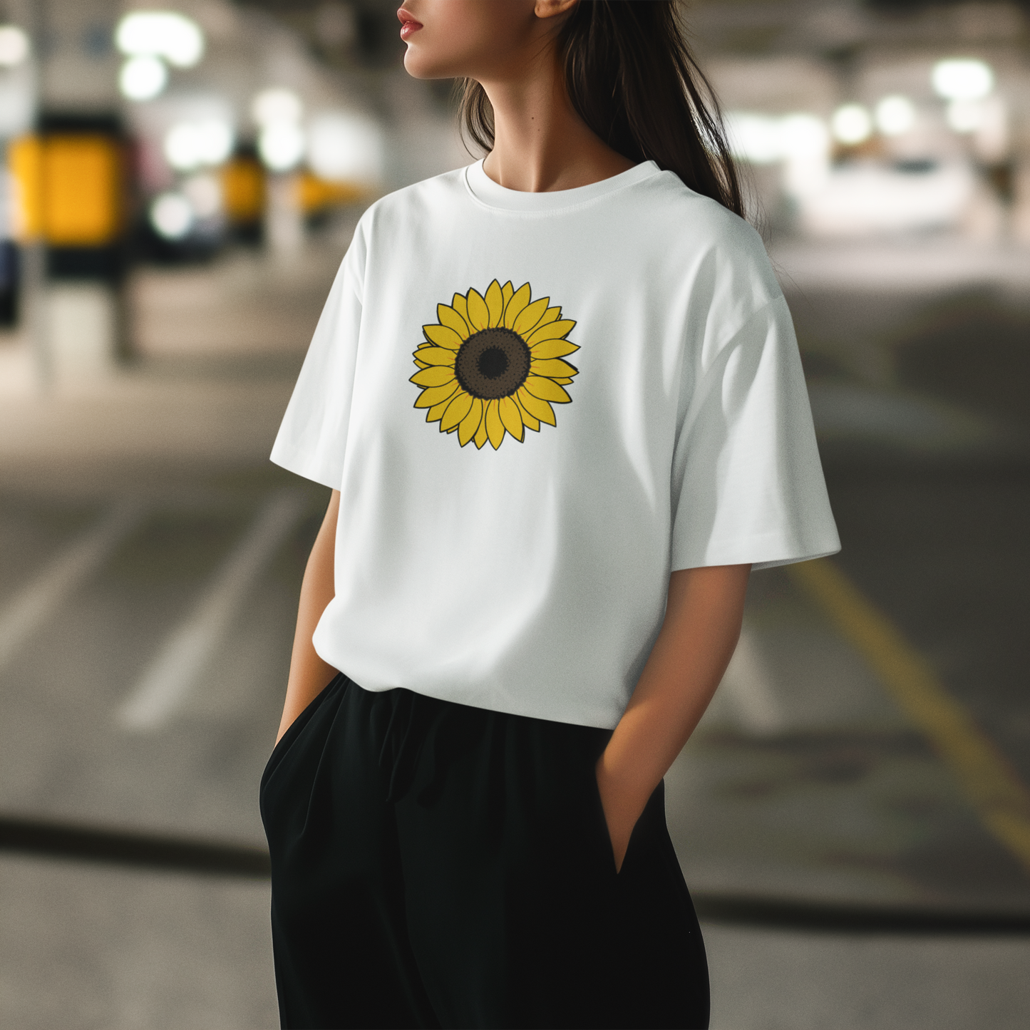 Sunshine Energy | Oversize Ayçiçeği Popart Tişört
