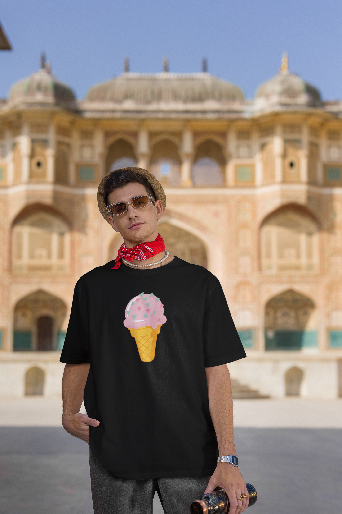 Tatlı Günler – PopArt Stil Renkli Dondurma Tasarımlı Oversize Unisex Tişört