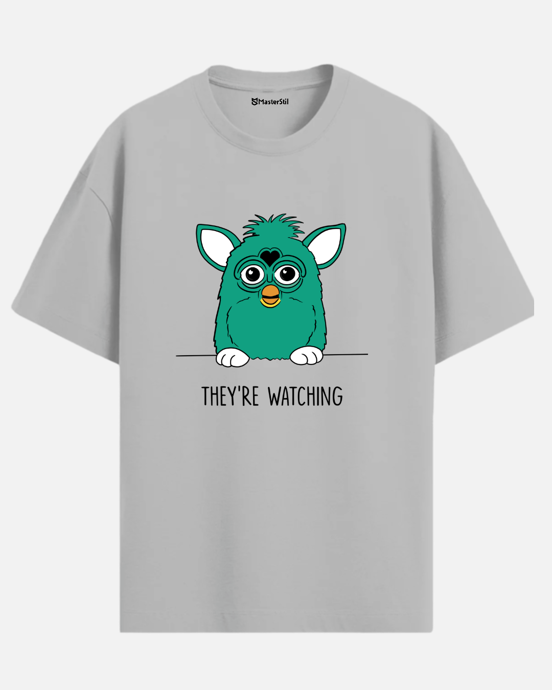 Watcher Bot – Nostaljik Gözetim Mizahı PopArt Tişört Oversize | Unisex Retro Espri Tasarımı