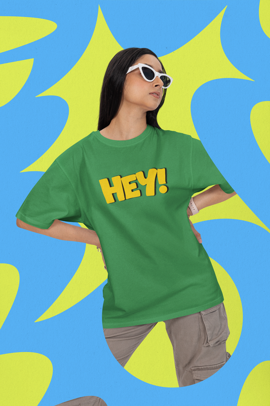 HEY! – Cesur ve Eğlenceli PopArt Unisex Oversize Tişört