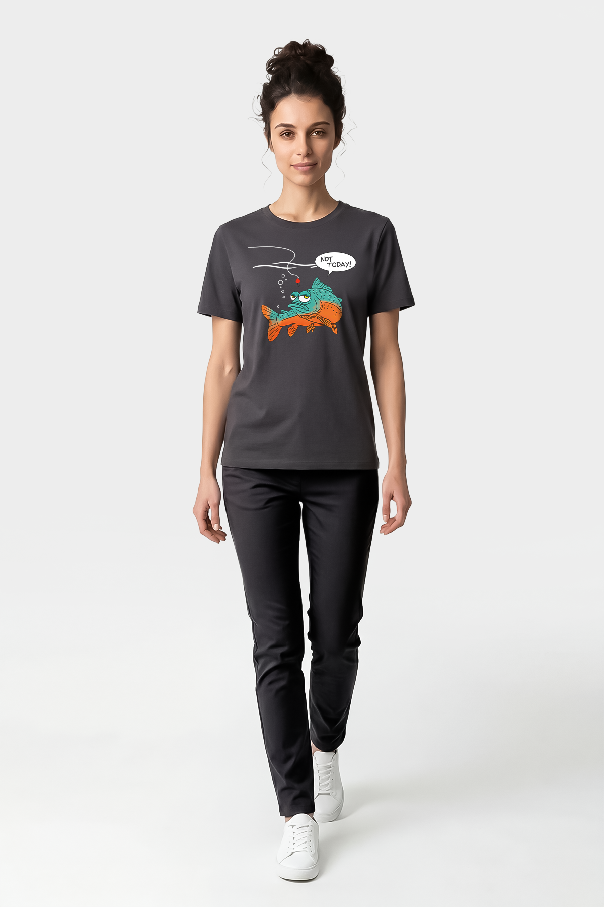 Not Today Bugün Değil Esprili Balıkçı %100 Pamuklu Tasarım T-Shirt