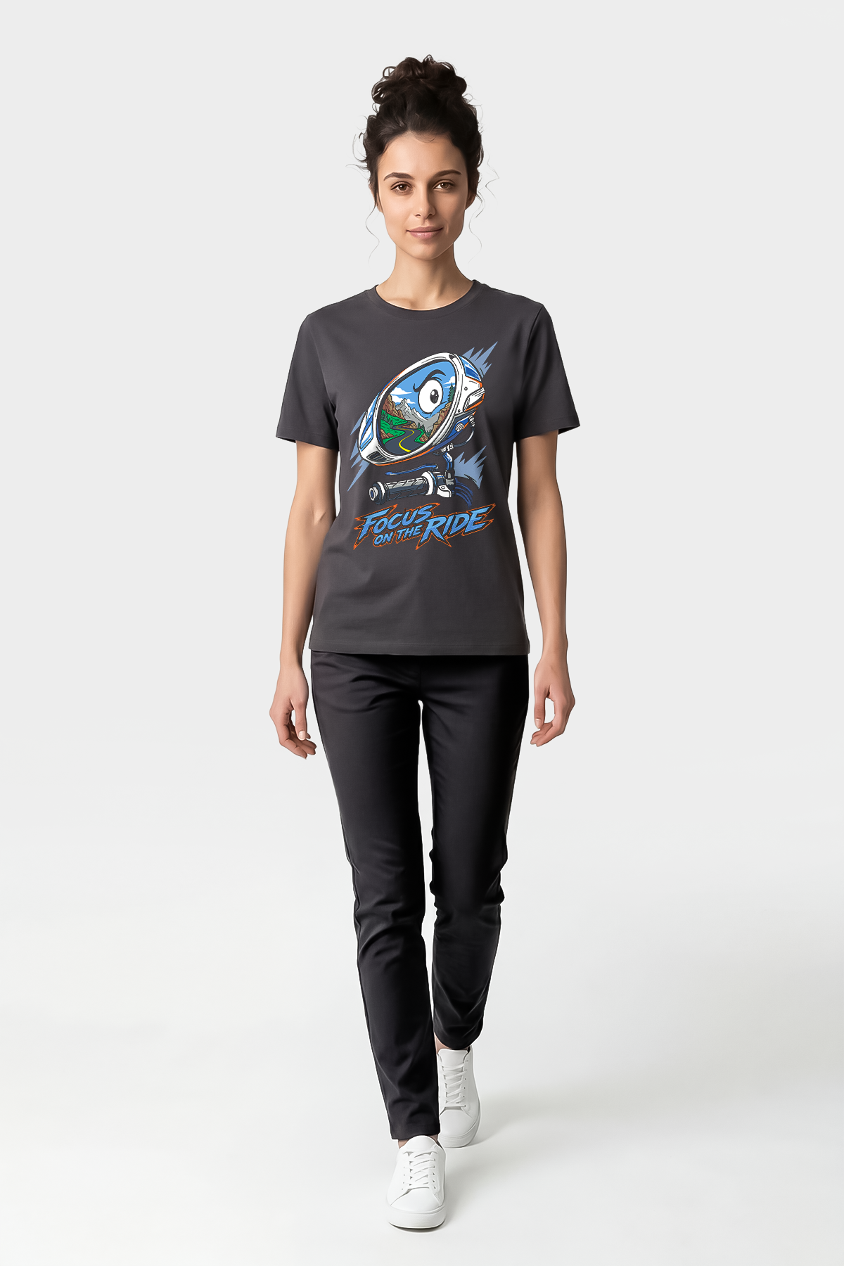 Focus On The Ride Motorcu Esprili %100 Pamuklu Tasarım T-Shirt