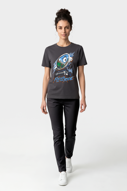 Focus On The Ride Motorcu Esprili %100 Pamuklu Tasarım T-Shirt